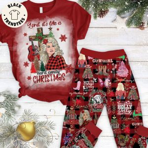 Holly Dolly Christmas Hard Candy Red Christmas Design Pajamas Set