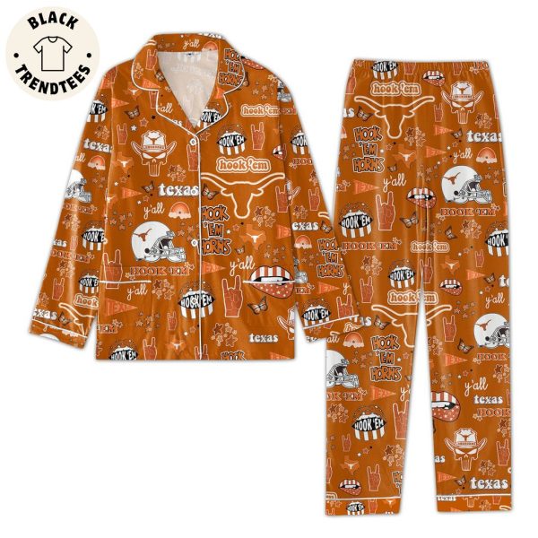 Hook ’em Horns Son Longhorns Skull Design Pajamas Set