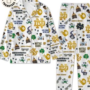 HOT God Country Notre Dame Fighting Irish Icon Design White Pijamas Set