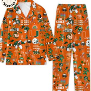 HOT TREND Go Canes U Of Miami 24 Rainbow Design Orange Pijamas Set