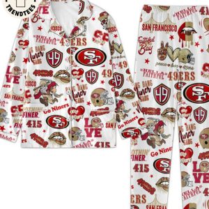 HOT TREND Hellla Faithful 49ers San Francisco Niners White Pijamas Set
