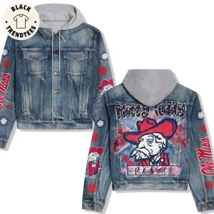 Hotty Toddy Ole Miss Rebelf Design Hooded Denim Jacket