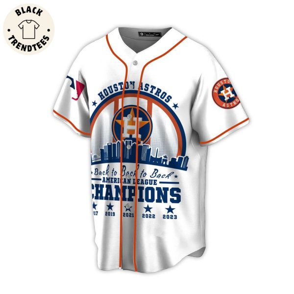 Houseton Astros American League Logo Design On Sleeve White Baseball Jersey