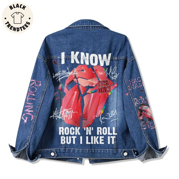 I Know Rock N Roll But I Like It Stones Hooded Denim Jacket