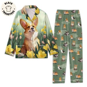 I Love My Corgi Dog On Flower Background Design Pijamas Set