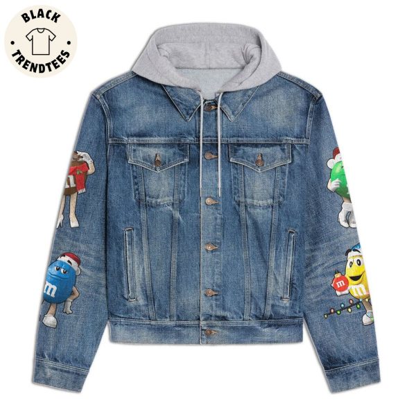 Im On The Nice Naughty List Christmas Design Hooded Denim Jacket