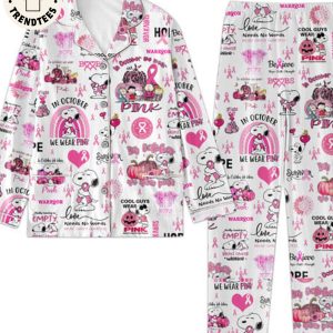 In October We Wear Pink Warryor Love Needs No Words White Pijamas Set