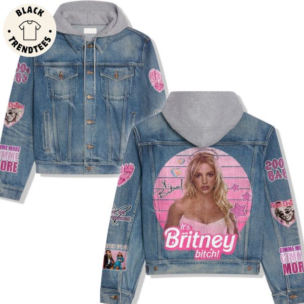 Its Britney Bitch Portrait Design Hooded Denim Jacket