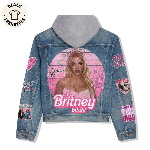 Its Britney Bitch Portrait Design Hooded Denim Jacket