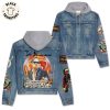 Lamb Of God Skull Design Hooded Denim Jacket