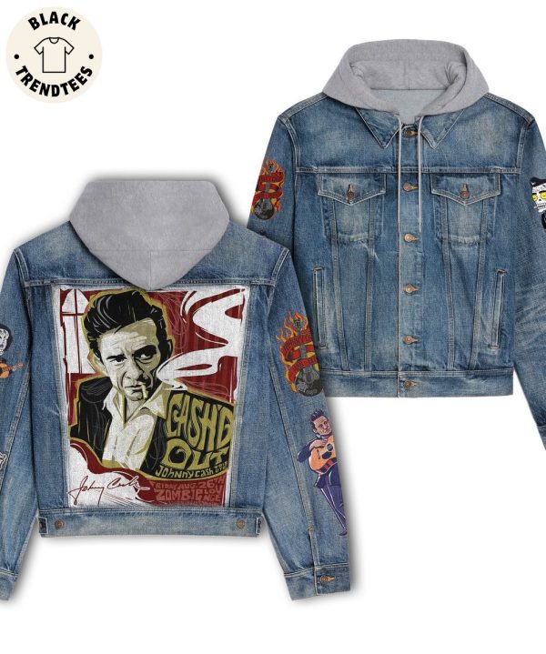 Johnny Cash Trisute Design Hooded Denim Jacket