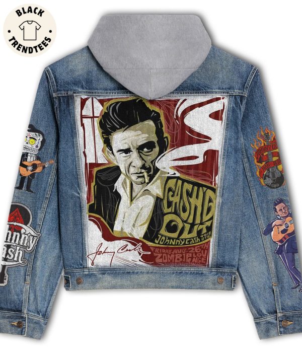 Johnny Cash Trisute Design Hooded Denim Jacket