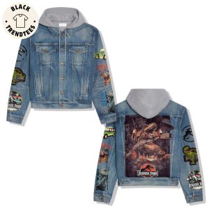 Jurassic Park Dinosaur Design Hooded Denim Jacket