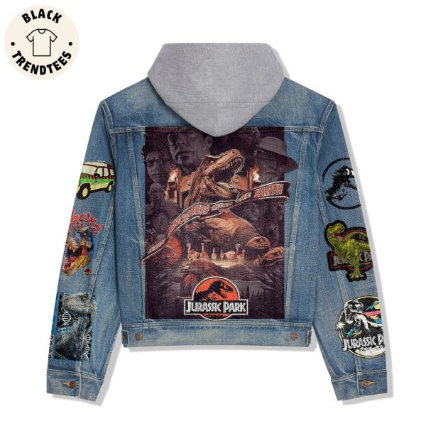 Jurassic Park Dinosaur Design Hooded Denim Jacket