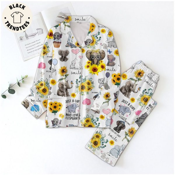 Just A Girl Who Love Elephants Sunflower Design Pijamas Set