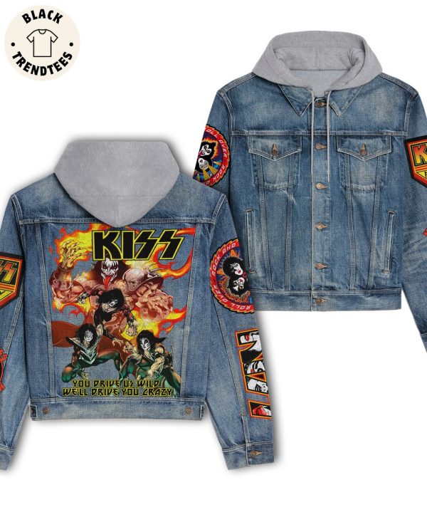 KISS You Drive Us Wild Well Drive You Crazy Hooded Denim Jacket