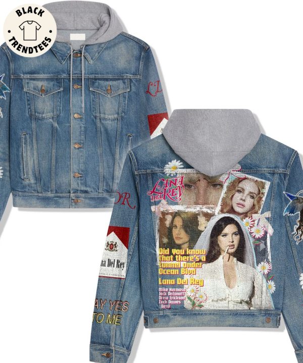Lana Del Rey Flower Design Hooded Denim Jacket