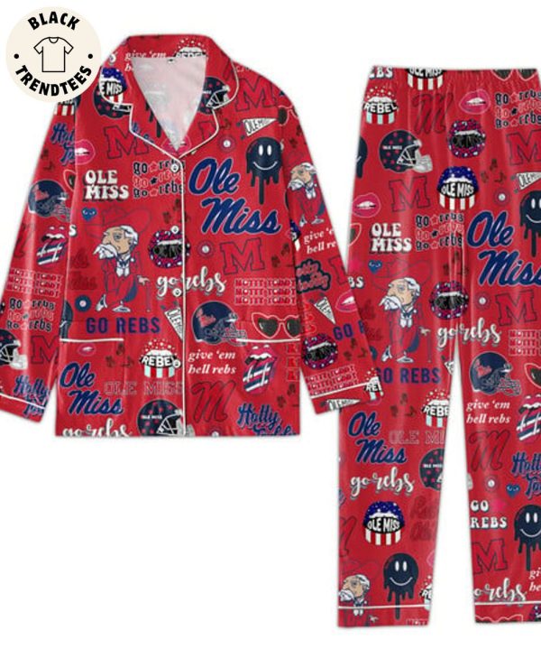 LIMITED Ole Miss Hotty Toddy Rebels Go Rebs Red Pijamas Set