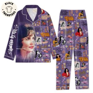 Loretta Lynn Singer Portrait Christmas Purple Design Pajamas Set