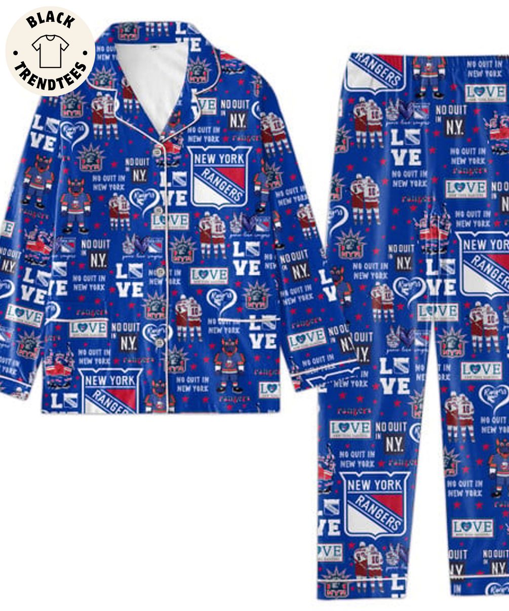 LUXURY NewYork Rangers No Quit In New York Logo Design Pijamas Set