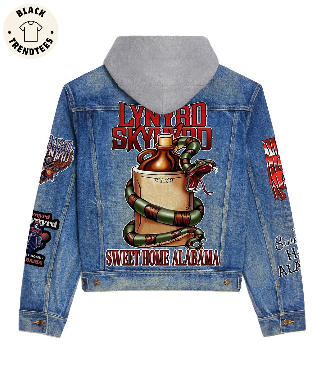 Lynyrd Skynyrd Rock Band American Sweet Home Alabama Hooded Denim Jacket_