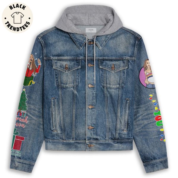 Mariah Carey All I Want For Christmas Is You Design Hooded Denim Jacket