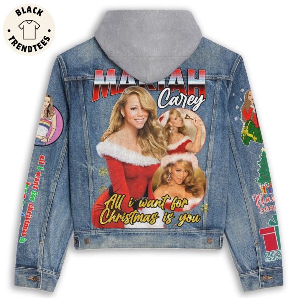 Mariah Carey All I Want For Christmas Is You Design Hooded Denim Jacket