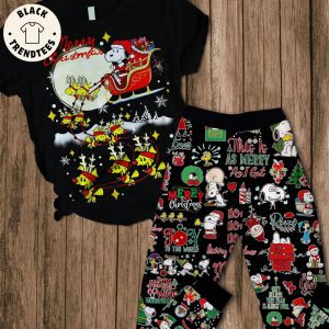 Merry Christmas Snoopy Riding Reindeer Design Pajamas Set
