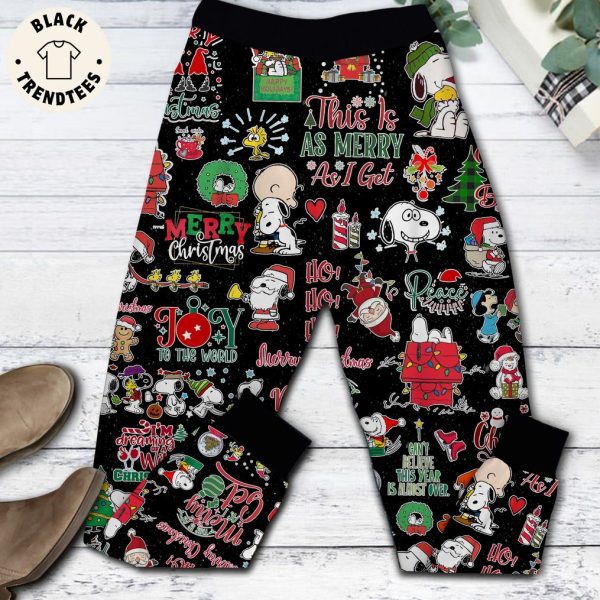 Merry Christmas Snoopy Riding Reindeer Design Pajamas Set