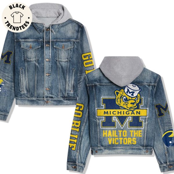 Micigan Hail To The Victors Design Hooded Denim Jacket