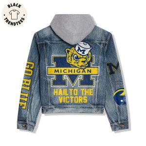 Micigan Hail To The Victors Design Hooded Denim Jacket