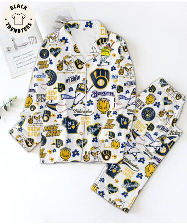 Milwaukee Brewers This Is My Crew Smiley Face Dog Model Pijamas Set