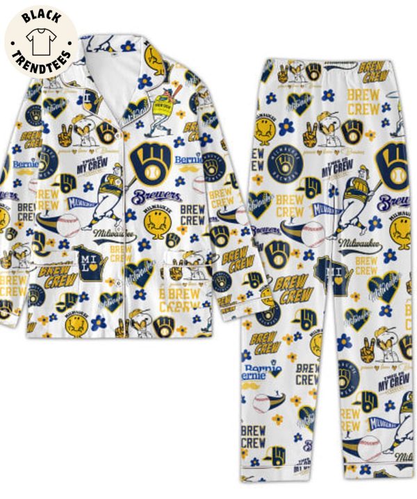 Milwaukee Brewers This Is My Crew Smiley Face Dog Model Pijamas Set
