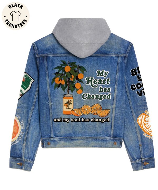 My Heart Has Changed And My Soul Has Charged Hooded Denim Jacket