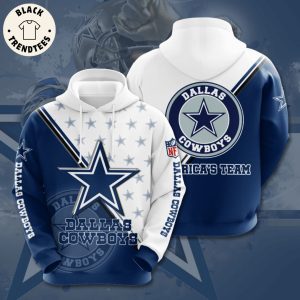 National Football League Dallas Cowboys White Blue Design 3D Hoodie