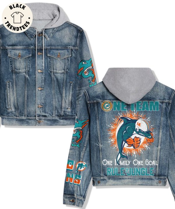 Ne Team Dophins Rule Jungle Hooded Denim Jacket