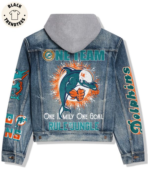 Ne Team Dophins Rule Jungle Hooded Denim Jacket