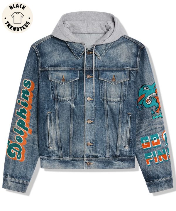 Ne Team Dophins Rule Jungle Hooded Denim Jacket