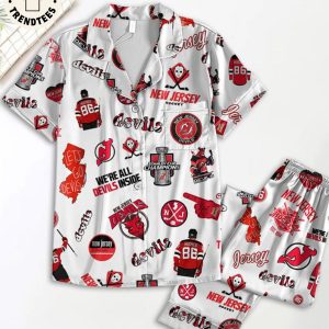 New Jersey Hockey Stanley Cup Champions Devils White Pijamas Set