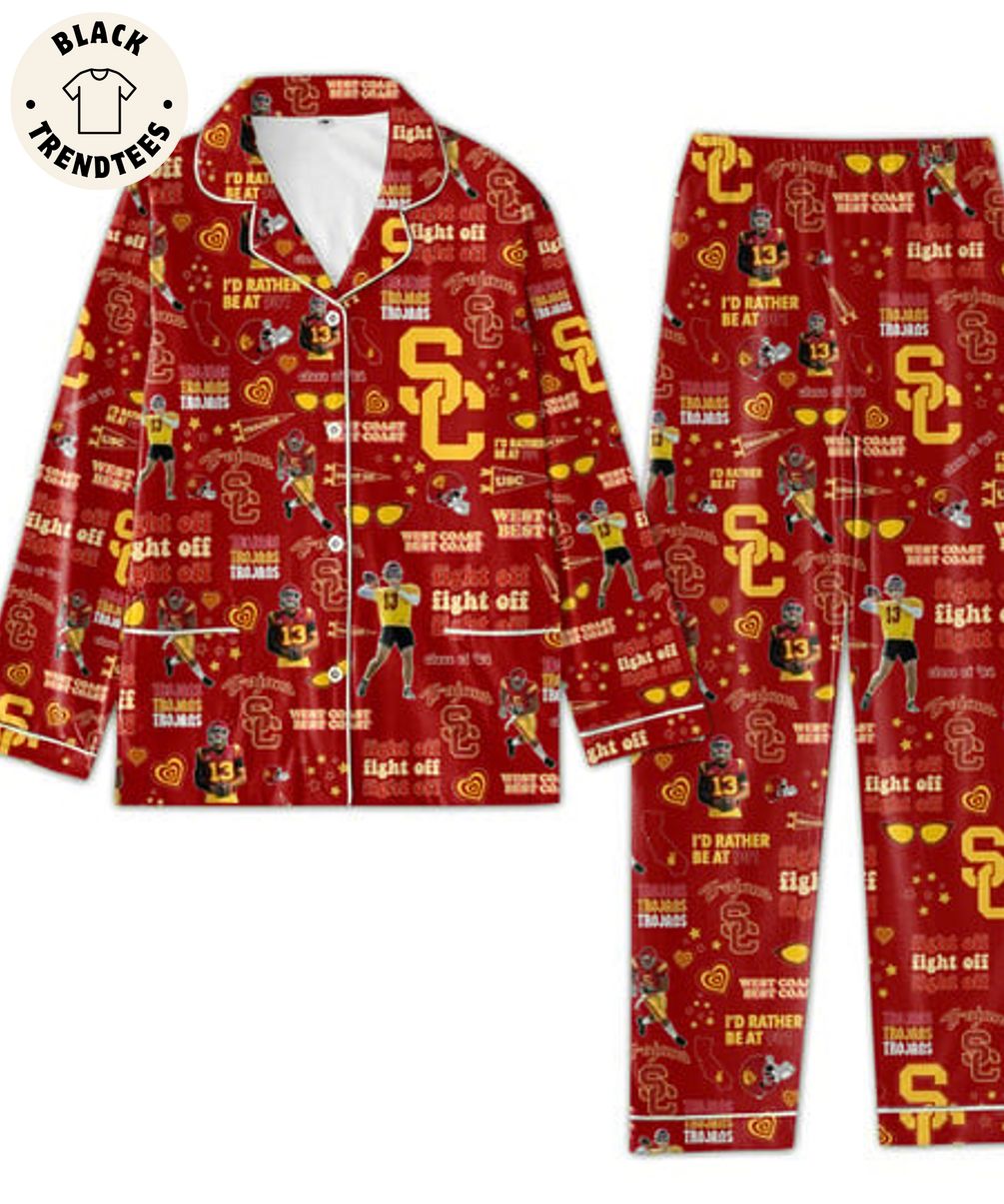 NEW Trojans West Coast Id Rather Be At 901 Red Pijamas Set