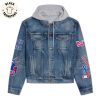 Micigan Hail To The Victors Design Hooded Denim Jacket