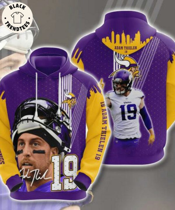 NFL Minnesota Vikings 19 Adam Thielen Purple Gold Pullover Hoodie And Pants