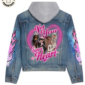 Not Your Sweet Heart Flame Design Hooded Denim Jacket