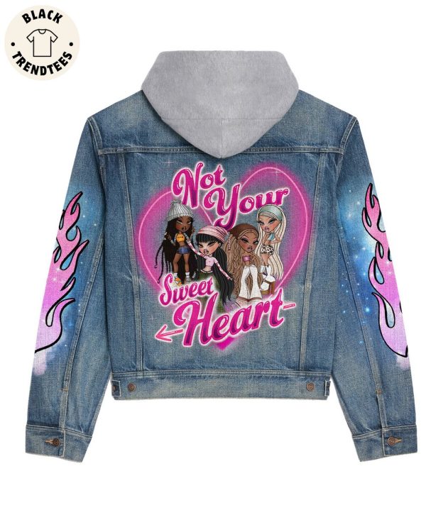 Not Your Sweet Heart Flame Design Hooded Denim Jacket