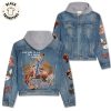 Lamb Of God Skull Design Hooded Denim Jacket