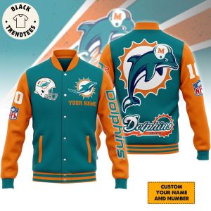 Personalized Dolphins Miami NFL Design On Sleeve Baseball Jacket