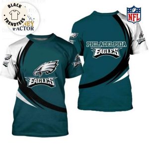 Philadelphia Eagles Football Mascot Blue White Design 3D T-Shirt