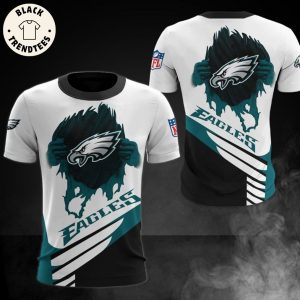Philadelphia Eagles Football White Blue Design 3D T-Shirt