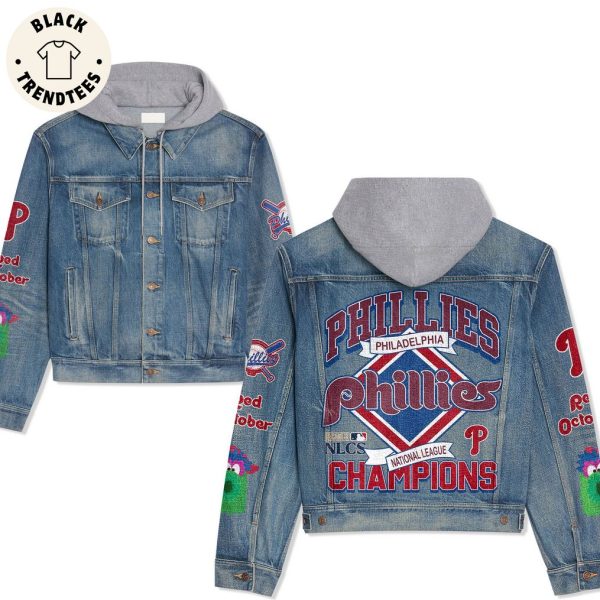 Phillies Philadelphia NLCS Champions Logo Design Hooded Denim Jacket