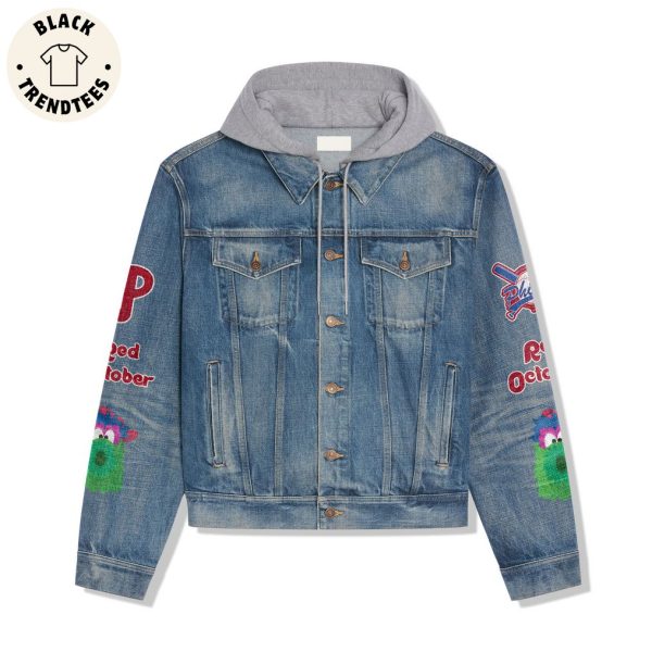 Phillies Philadelphia NLCS Champions Logo Design Hooded Denim Jacket